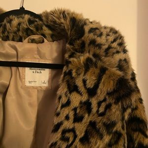 Leopard print fur coat